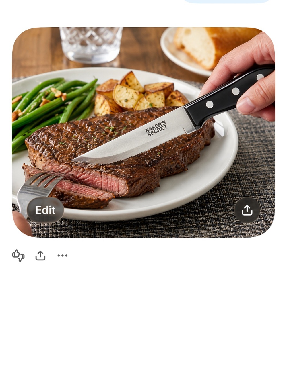 Baker’s Secret 4-Piece Steak Knife Set Stainless Steel Serrated Blades
